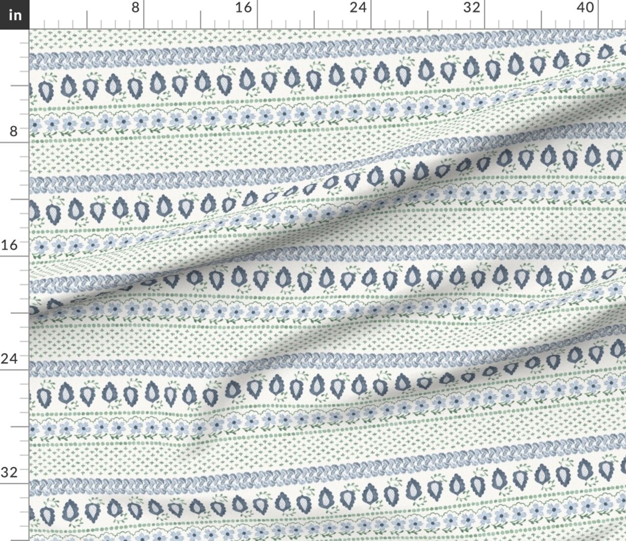 Boho Stripe Paisley Floral French Provincial Clovers Grandmillennial Cottagecore Dots Blue Green Custom Printed Fabric by Spoonflower Various Fabrics by the Yard or Fat Quarter